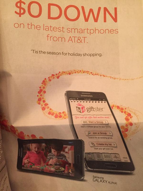 AT&T Ad with Giftster App Image