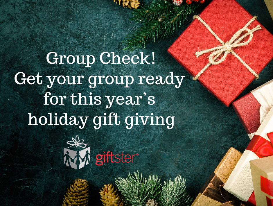 Christmas gifts with dark background reminding people to update their gift giving group