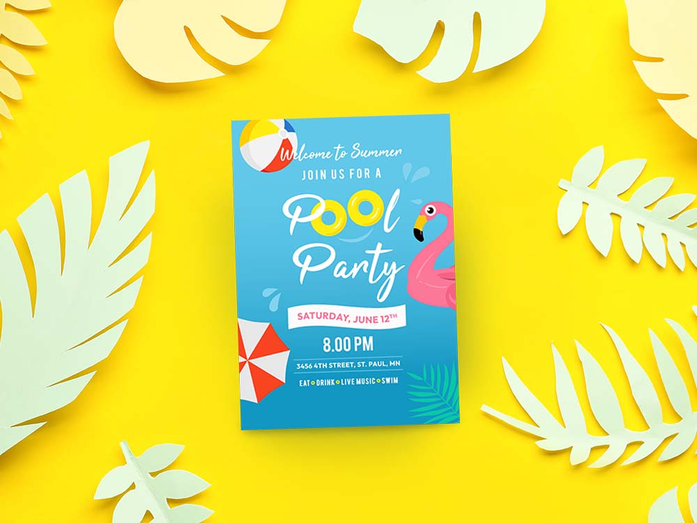 Pool party invitation.