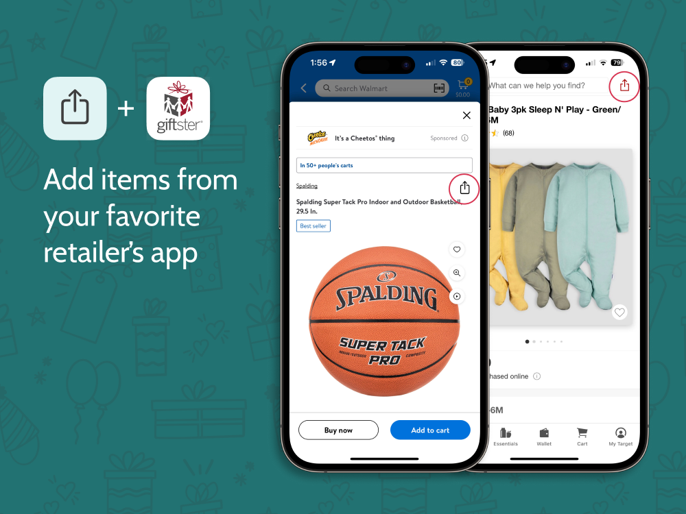 Tap the share icon on your favorite retailer's app to add it to Giftster.